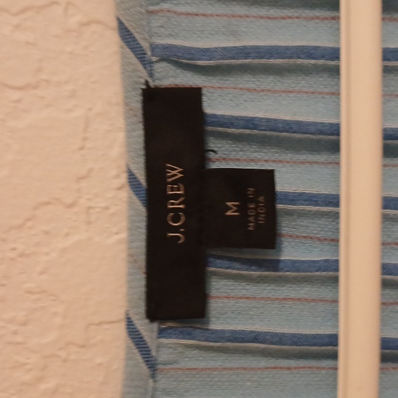 ​J.Crew Blue & White Striped Tie-Waist Shirt Dress - Size M 3/4 Sleeves - Picture 7 of 10